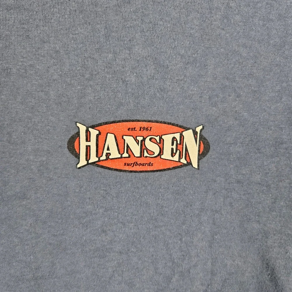 Hansen‎ Surfboards Mens Graphic T-Shirt Blue Size Medium Encinitas California